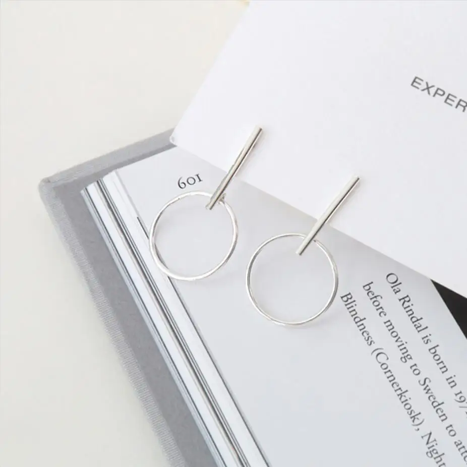 

HRina Trendy CHIC Style Simple S925 Sterling Silver Geometric Round Drop Earrings For Unisex Women Men Jewelry Wholesale