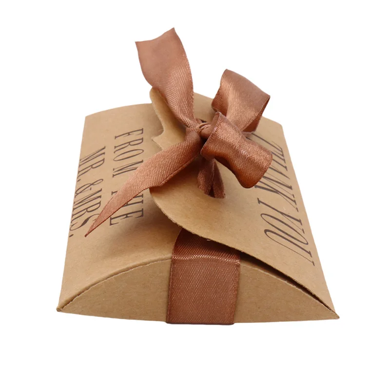 

50pcs/lot Large Pillow Box Thank You Gift Package Box for Wedding Paper Box Wedding Favors Party Supplies DIY Pillow Boxes