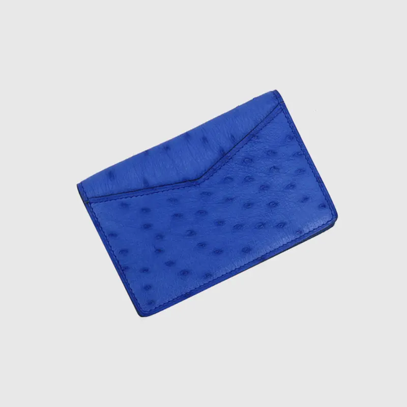 Унисекс роскошный из натуральной кожи страуса держатель для кредитных карт мужской двойной держатель для карт чехол для бизнес использования - Цвет: blue ostrich