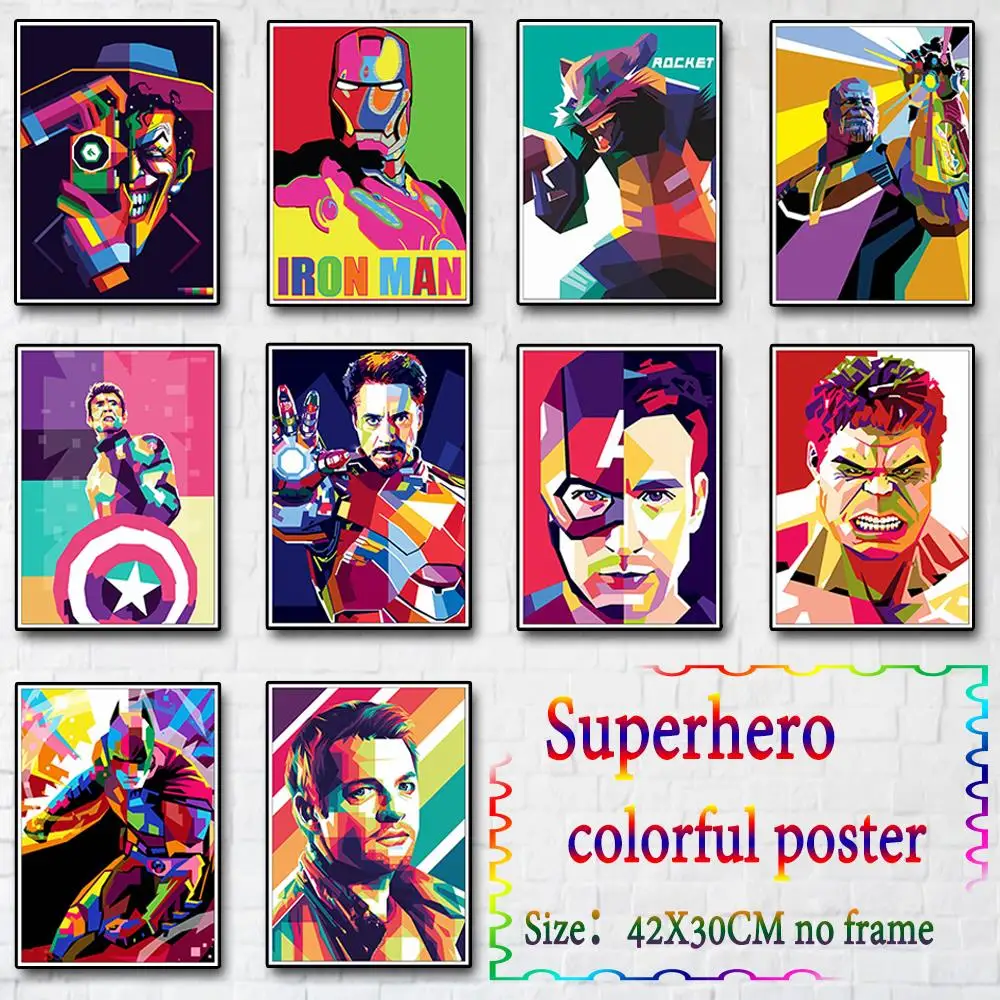 

Marvel Movie Superhero Iron Man Posters Painted Pictures Watercolor Painting for Bar Home Living Room Decor Poster