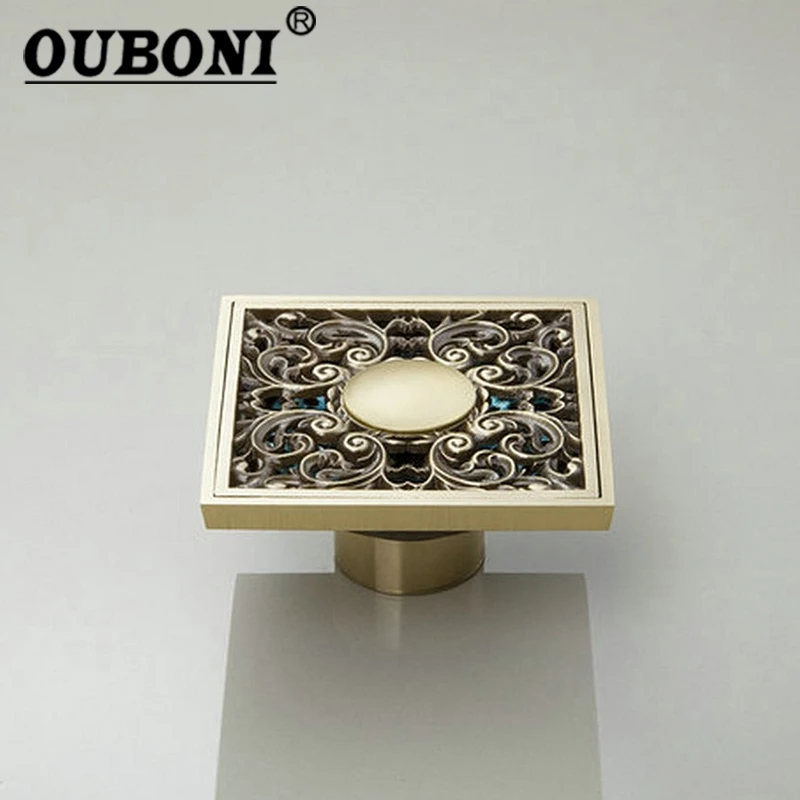 

NEW Hot Ross Antique Brass Grate Floor Register Waste Drain 4" x 4" M-037 Flower Art Floor Drain