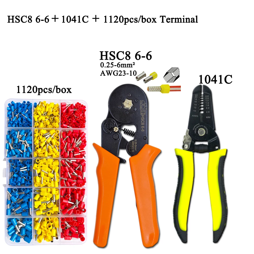 HSC8 Pliers Kit D1 Wire Cutting Tube Junction Box Electrical Wiring Tool Yellow 6 0.25 6mm2 Crimping Mini|Плоскогубцы| |