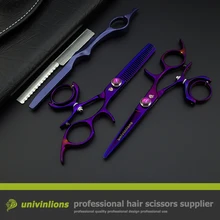 5.5″ hot titanium purple flying shears swivel thumb shears rotary hair scissors hairdressing fly scissors hairdresser supplies