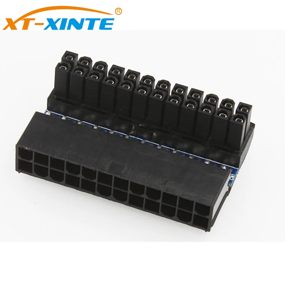 XT-XINTE ATX 24Pin الإناث إلى 24pin الذكور زاوية الحق محول 24 P إلى 24 P 90 درجة محول بطاقة ل حاسوب شخصي مكتبي امدادات الطاقة