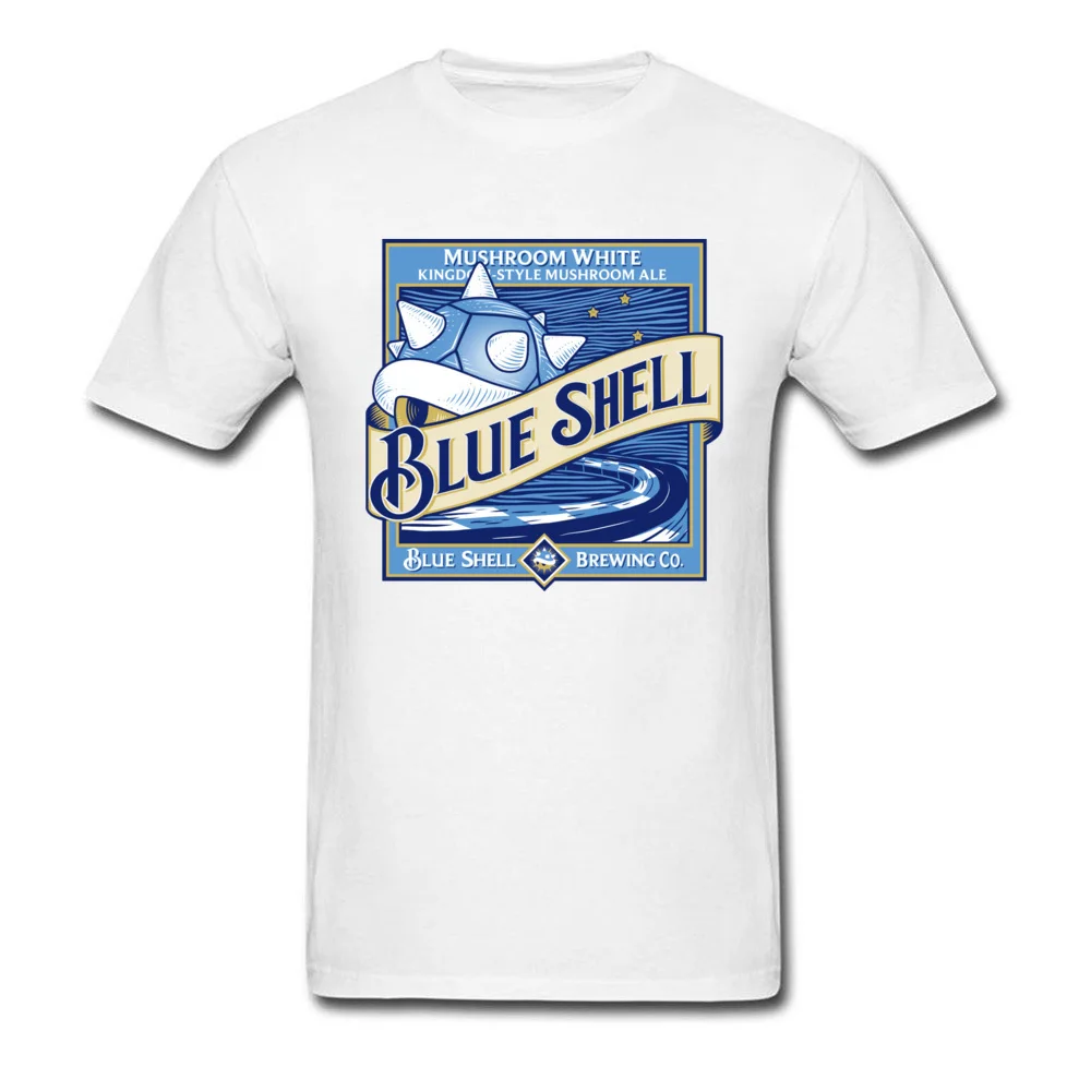 blue shell beer 6837 T-shirts for Men Print Thanksgiving Day Tops Shirts Short Sleeve Classic Sweatshirts Crew Neck 100% Cotton blue shell beer 6837 white