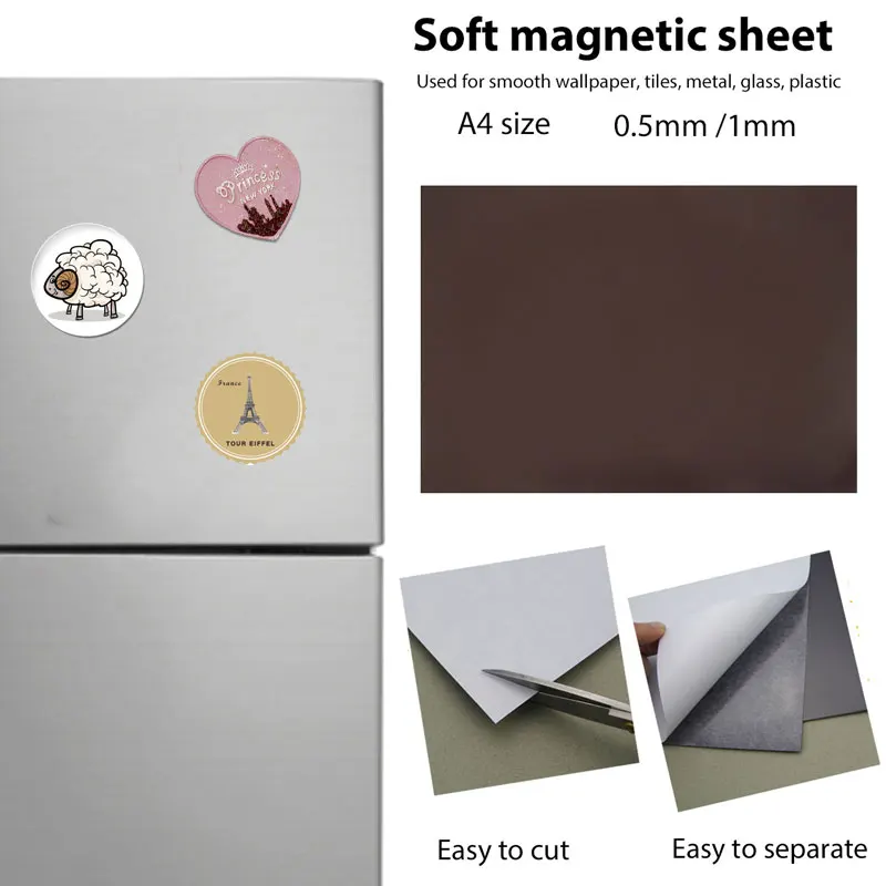 

Soft Magnetic Sheet Magnet Piece Refrigerator Portable Brown Tools DIY Practical