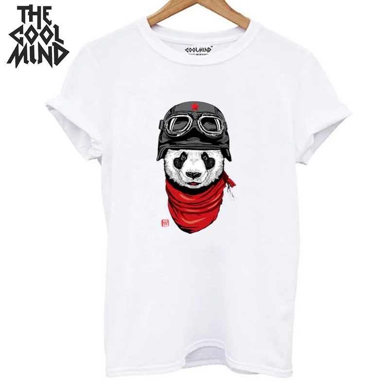 COOLMIND 100% القطن الباندا طباعة إمرأة T قميص عارضة قصيرة الأكمام المرأة التي شيرت س الرقبة المرأة تي شيرت كوع تي أنثى قمصان