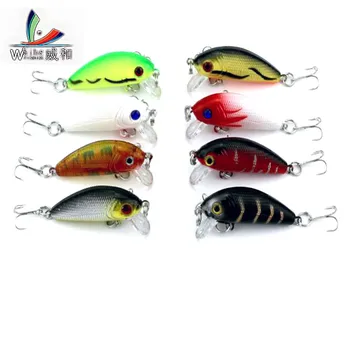 

8Pcs High Quality 8 Colors 3D Eyes Artificial Hard Plastic Bait Minnow Bait 3d eyes Bass hooks Swing Fishing Carp For fishing