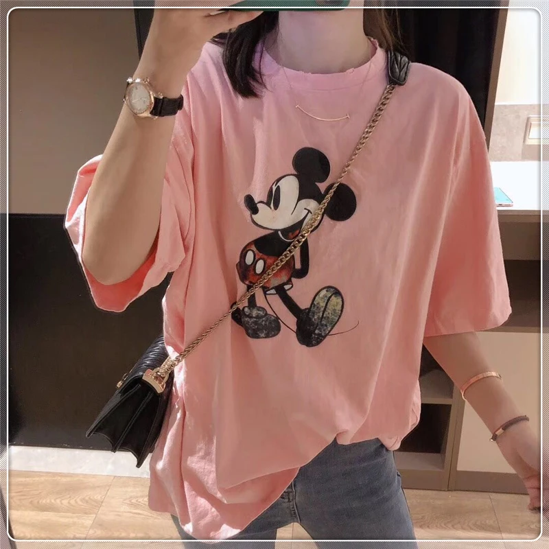 

Korean Style Mickey T-shirt Printed Tshirt Tee shirt Femme Adults T shirt Summer Tshirts Women Clothes poleras mujer TB4