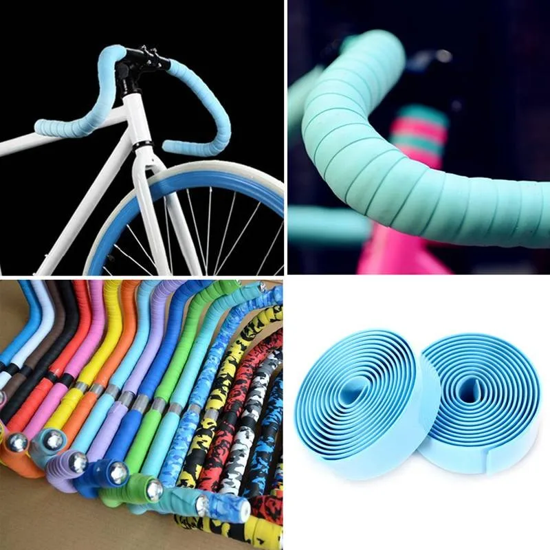 

2019 Cycling Handle Belt Bike Bicycle Cork Handlebar Tape Wrap With 2 Bar Plug Handle Bar Tape Black #Y