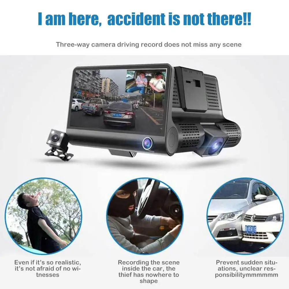 

4 Inch Dual Lens Driving Recorder Internal And External Recording Recorder HD Night Vision 170 Wide Angle Reversing Image Park