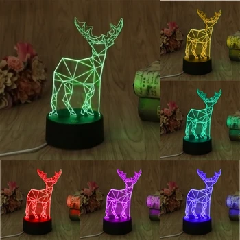 

USB Novelty 7 Colors Changing Deer LED Night Light 3D Desk Table Lamp Home Decor L15
