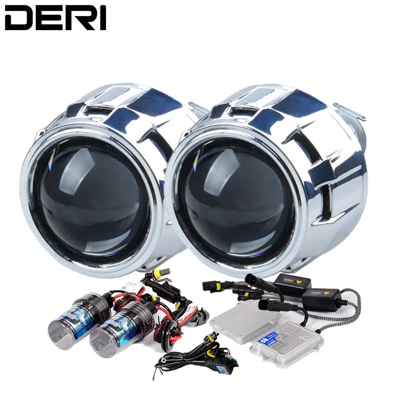 

2.5 inch Silver HID Bi xenon Projector Lens Retrofit Kit 55W AC Fast Start Ballast H1 Xenon Lamp 4300K 6000K 8000K Car Styling