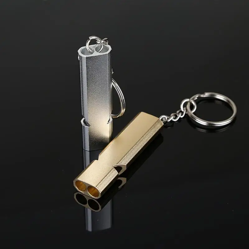 

Mini Portable Double Pipe High Decibel Outdoor Camping Hiking Survival Whistle Double-frequency Emergency Whistle Keychain