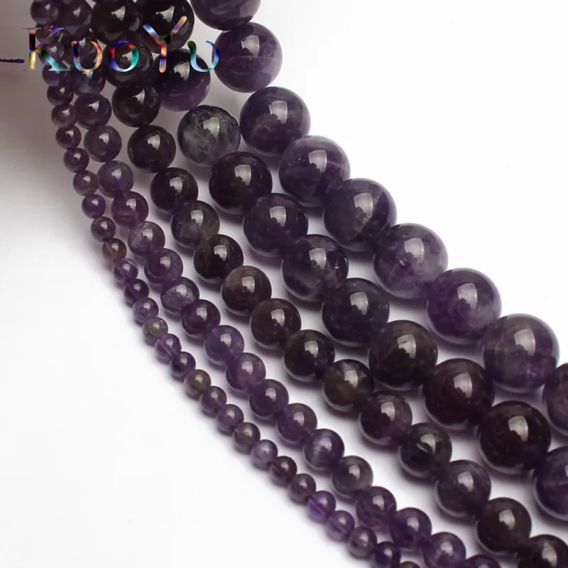Натуральными аметистами со стразами и фиолетовыми кристаллами незакрепленный Камень Бисер для изготовления ювелирных изделий 15," Палочки Размер 4/6/8/10/12 мм браслет" сделай сам "Цепочки и ожерелья