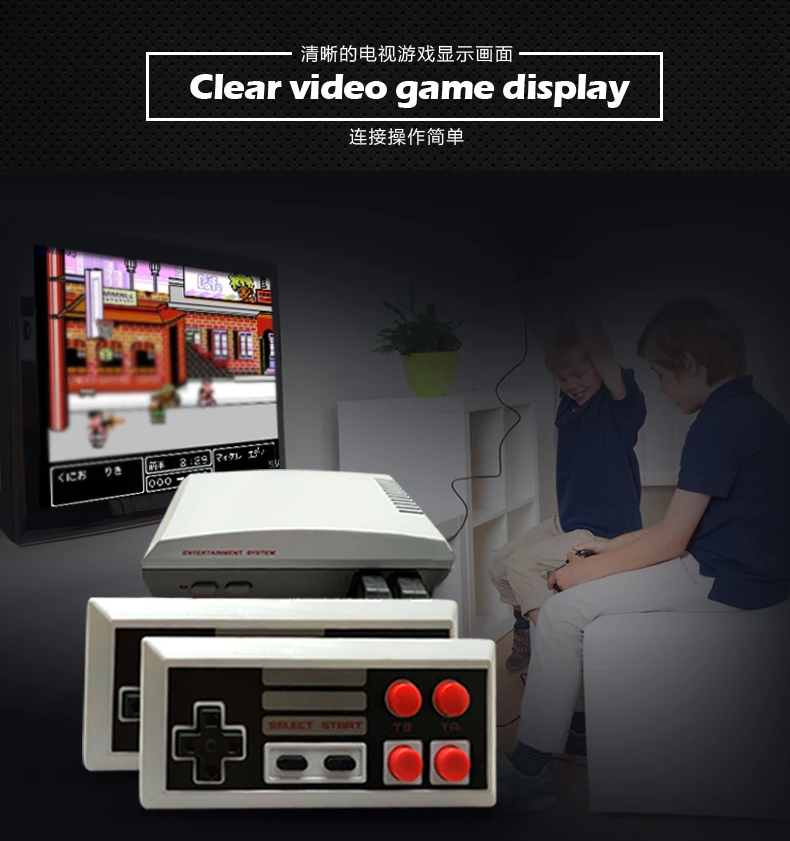 YLW New Design MINI HD TV Game Console with 600 Classic Games Inside 4 play buttons with 2 controller fit for adults and kids