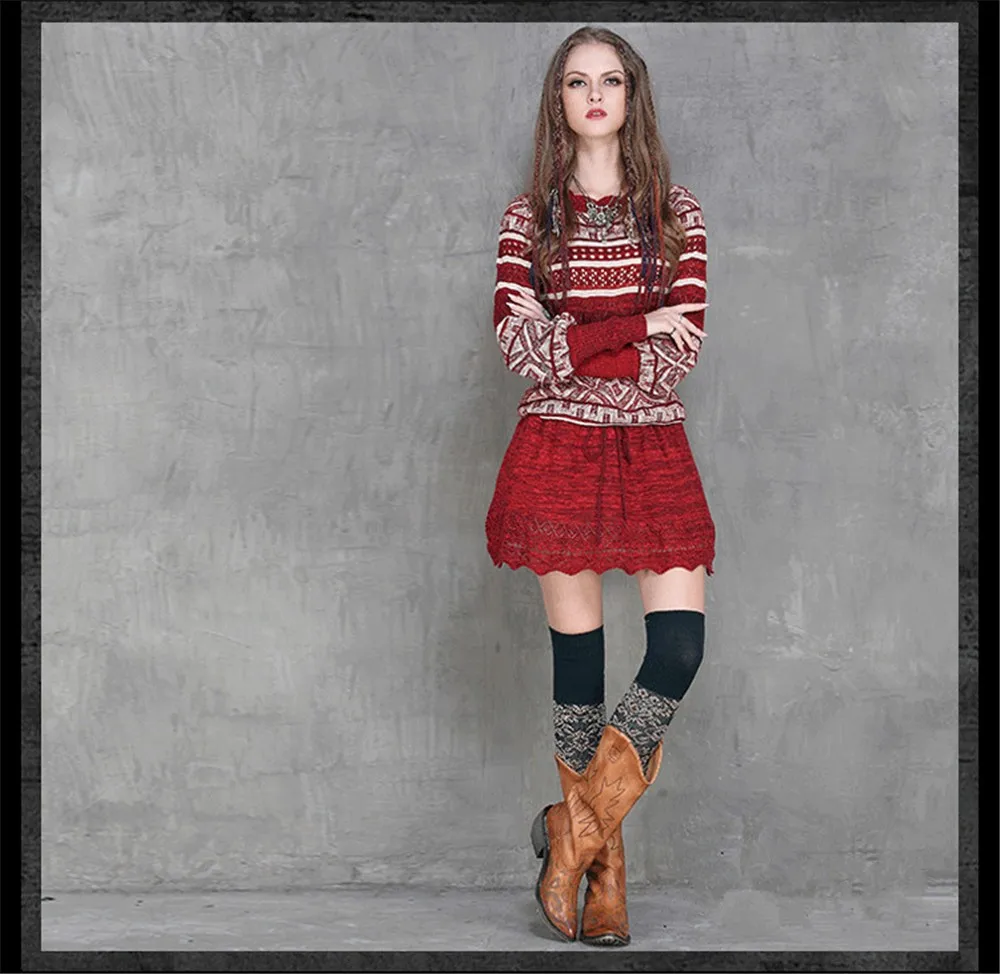 Vintage High Quality 70%Cotton+30% Wool Women Dress Bodycon Knitted Pencil Dress Vestido Femininos Winter Warm Dresses for women (7)
