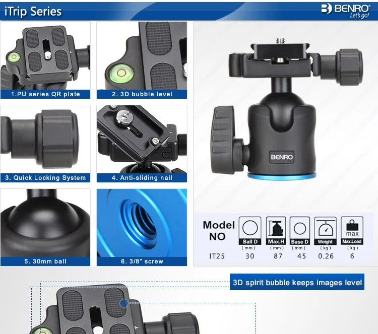 FREEO BENRO IT25 Профессиональный SLR фотографический штатив портативный цифровой Быстрый Releaseg аксессуары Максимальная загрузка 6 кг