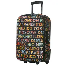 DAVIDJONES 1 Piece Luggage 24 inches trolly Lightweight Vintage Print luggage Holiday Traveller case box with fixed wheels