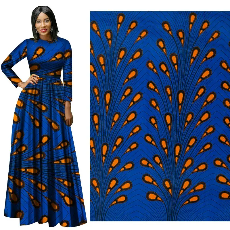 Me-dusa Последние голубые пшеничные африканские печатные восковые ткани хлопок Hollandais воск DIY платье костюм Ткань 6 ярдов/шт Высокое качество