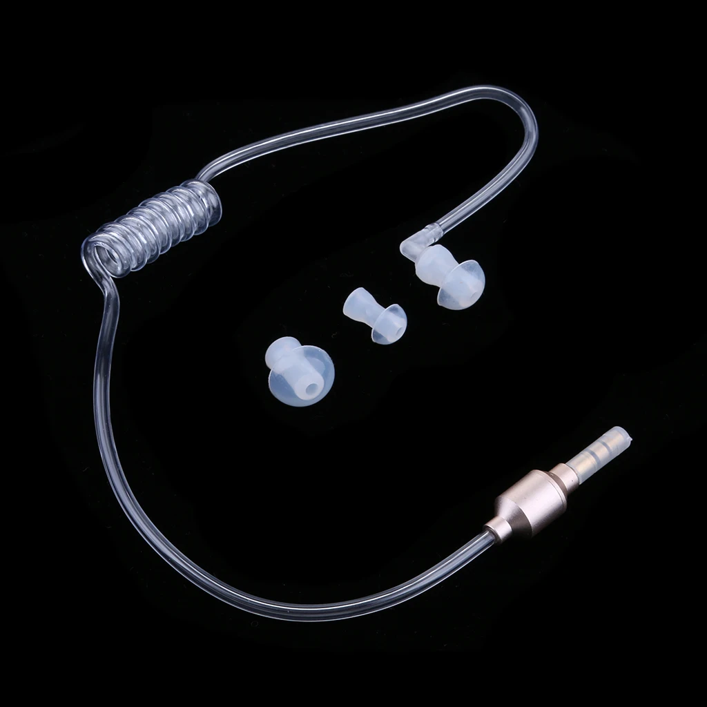 Anti-Radiation Mono Earphones 3.5mm Stereo Acoustic Hollow Air Tube Wired Earpiece Hands-free with Mic Headsets Lightweight