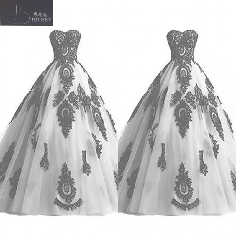 Vestido De Novia Gotico Blanco Y Negro Escote Corazon Acampanado Tul Blanco Y Apliques Encaje Negro Vintage Vestidos De Novia Vintage Bridal Gown Bridal Gownwedding Dress Sweetheart Aliexpress