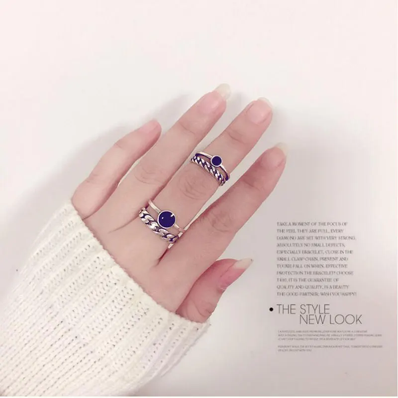 Anenjery, панк, тайское серебро, двойной слой, Chian, регулируемые кольца, старый 925 пробы, серебряные кольца на указательный палец для женщин, S-R288