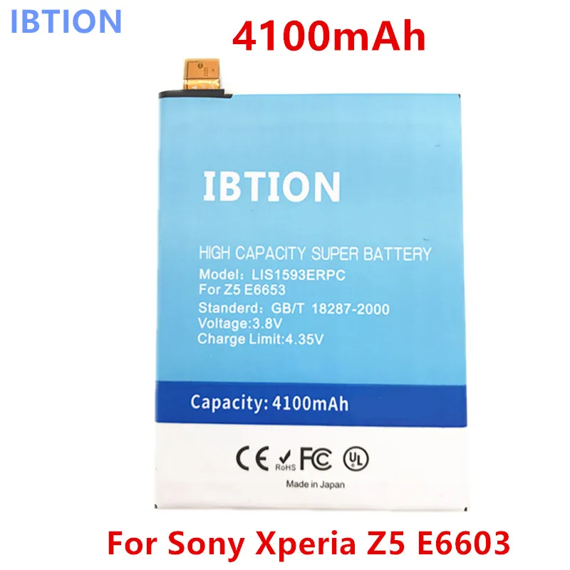 

IBTION 4100mAh New LIS1593ERPC Battery For Sony Xperia Z5 Battery E6603 E6653 E6633 E6683 E6883