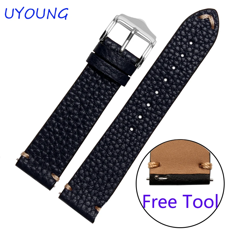 

20mm 22mm Replacement leather wristband quality genuine leather watch bands for Pebble time steel/round mens
