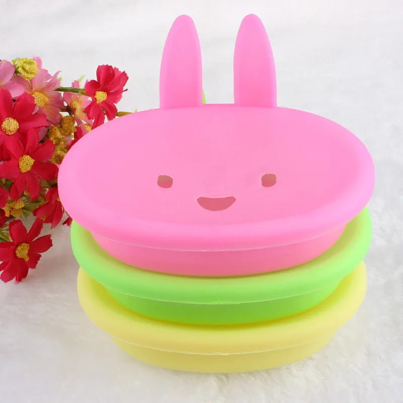 

2018 New Wisely Cute Rabbit Plastic Holder Dish Soap Box Case Bathroom Washroom Soap Storage Cover