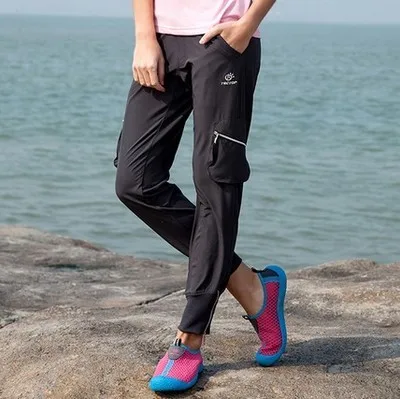 Быстросохнущие новые Походные штаны, штаны для отдыха женские обтягивающие для трекинга, альпинизма мягкие брюки для похода водонепроницаемые спортивные походные брюки - Цвет: black grey