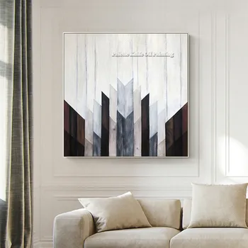 

Geometry Grey Gradually Changing Color Oil Painting Canvas Painting Square Wall Art Quadros Cuadros for Room Decoration