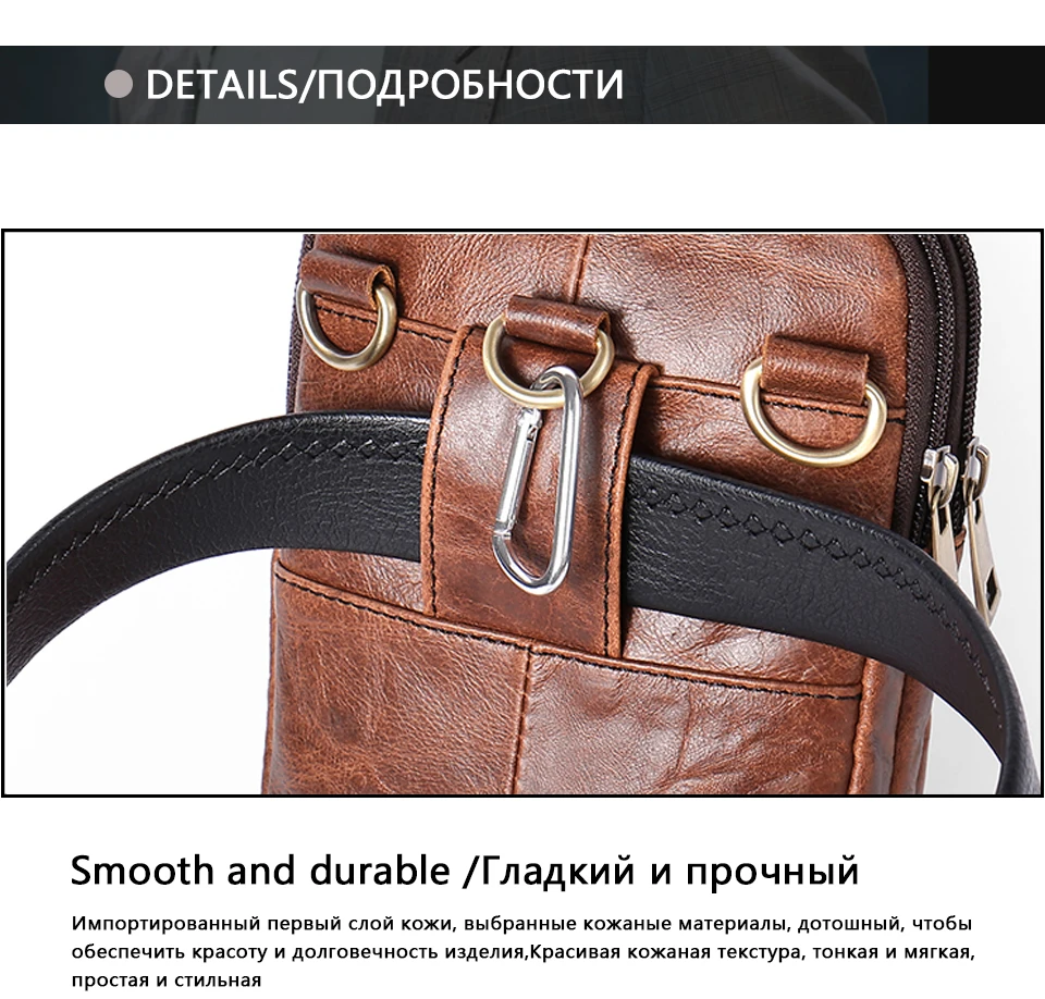 Messenger Bag Men Waist Pack Genuine Leather Men's Shoulder Crossbody Bags For Men Belt Bag (18)