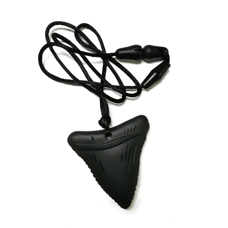 

2PCS Shark Tooth Silicone Chew Necklace for Teething Babies and Kids Sensory Teether Pendant to Soothe Gums