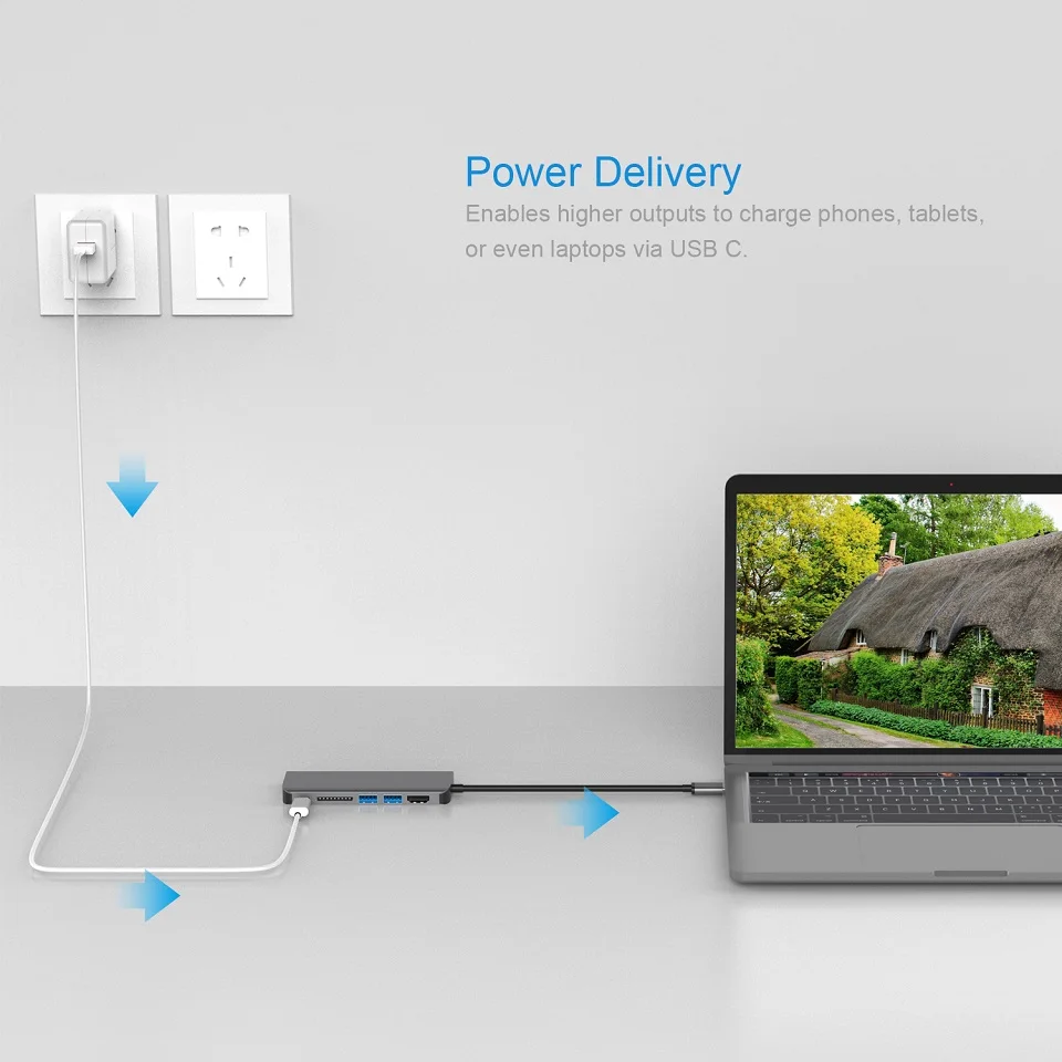 YUNCLOUD USB C док станция PD 3 0 HDMI RJ45 Gigabit Ethernet LAN с SD кардридером для Huawei Samsung Type