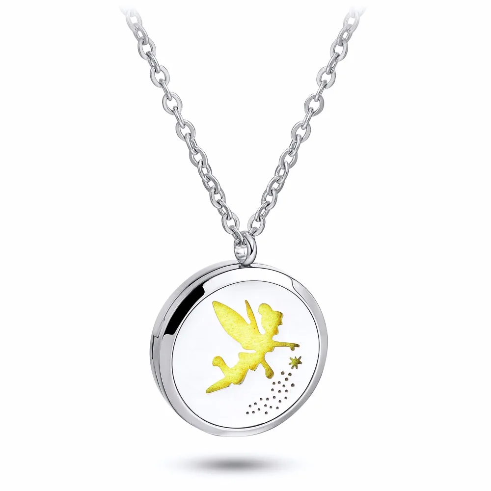 

Angel Shape Stainless Steel Sweater Diffuser Necklace Locket For DIY Aromatherapy Perfume Essential Oils Necklace Christmas Gift