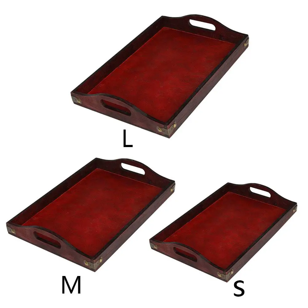 

Retro Serving Wooden Tray with Handles Breakfast Dinner Tray for Party #AW