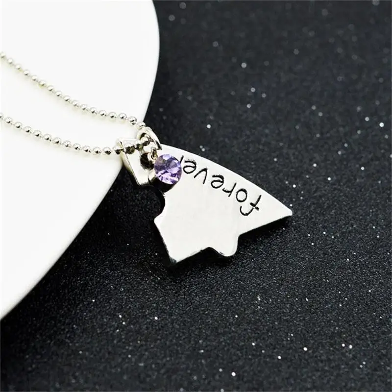 New Popular Jewelry four parts of the puzzle Heart shaped inlay rhinestones pendant Best Friends Forever and ever Necklace - Image 4