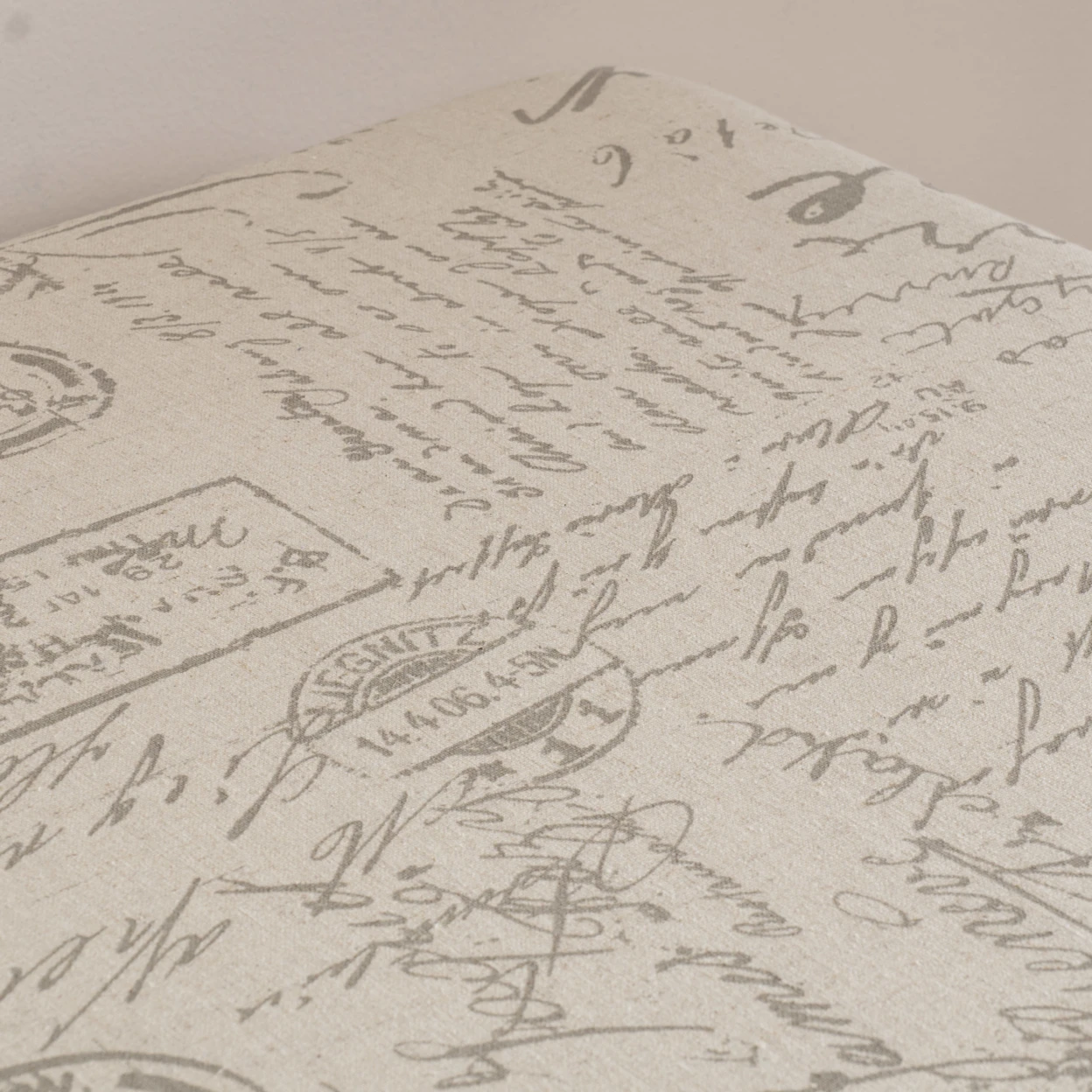 Cerise Fabric Storage Ottoman Bench with French Script (3)