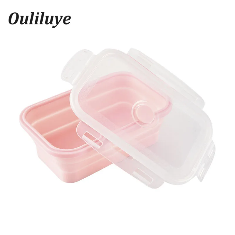 

Newest Silicone Lunch Box For Convenient Camping Outdoor Lunchboxes Collapsible Lunch Bento Box Storage Food Containers Silicone