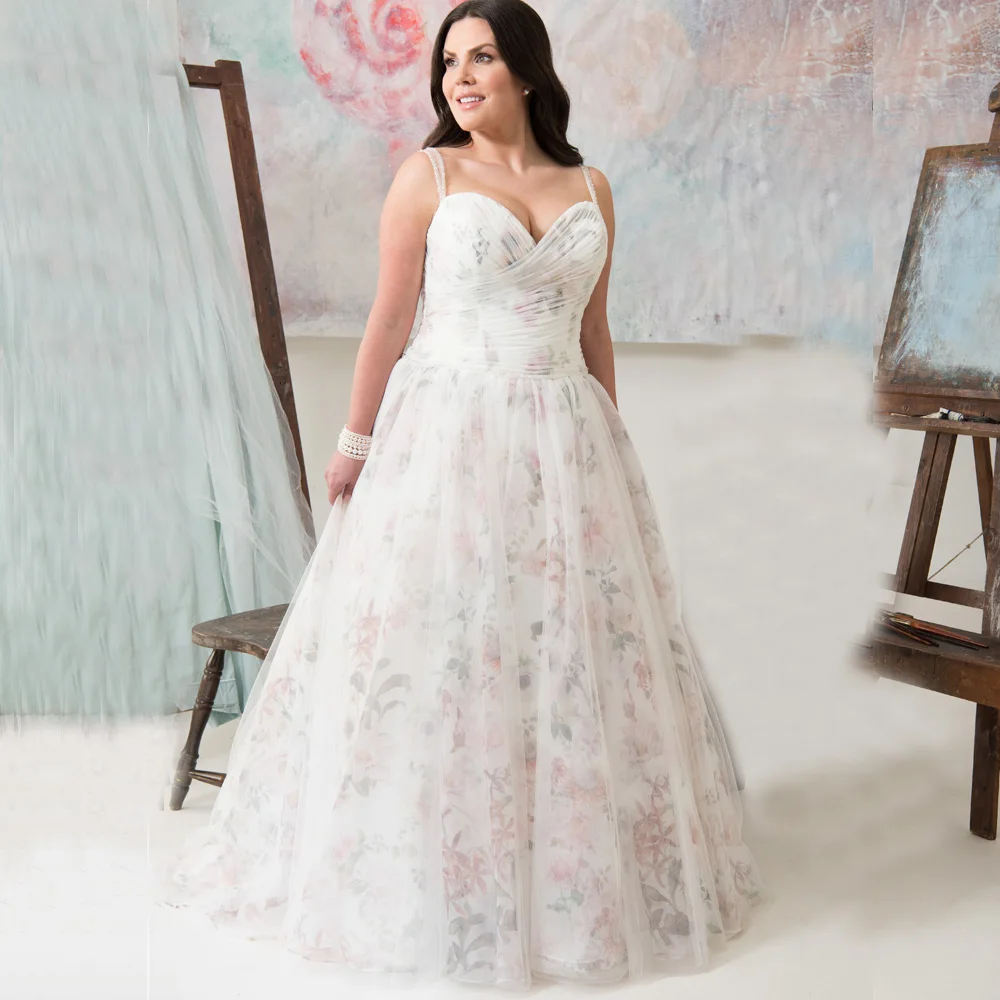 ADLN Плюс Размер свадебное платье с цветочной органзы бисером А-силуэта Свадебные платья под заказ Vestido de Novia Robe de Mariage