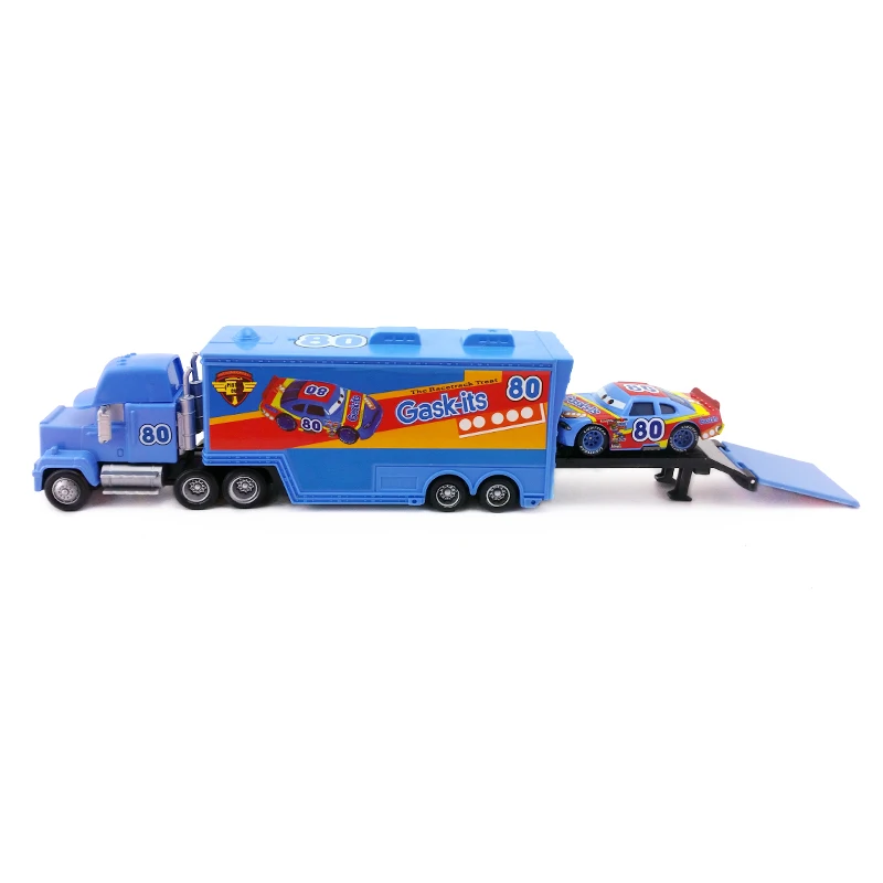 Disney Pixar Cars Mack Uncle & No.80 Gask Its Hauler Diecast Toy Car Loose 1:55 совершенно новый в наличии и