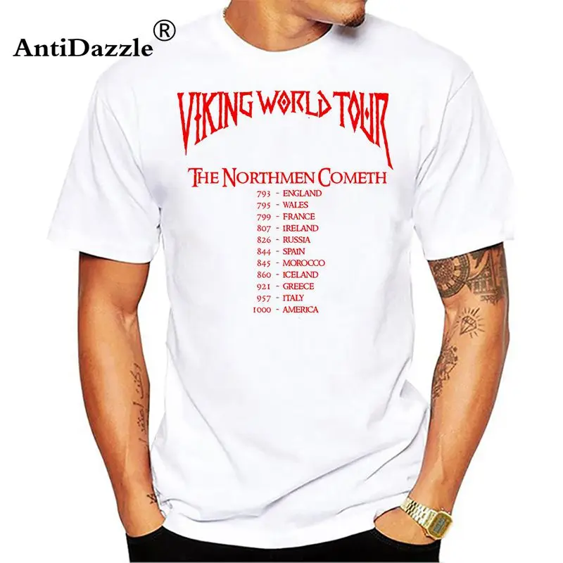 Antidaazle Викинги World Tour Футболка мужская футболка брендовые летние 100% хлопок Топ Тис