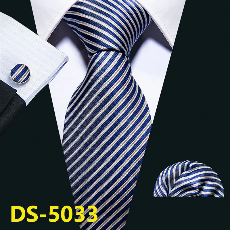 DS-5033 Мужской галстук, золотой, темно-синий, в полоску, шелк, галстук Barry. Wang, 3,4 дюймов, жаккардовые, вечерние, свадебные, тканые, модные, дизайнерские, галстук для мужчин, DS-5032 - Цвет: DS-5033