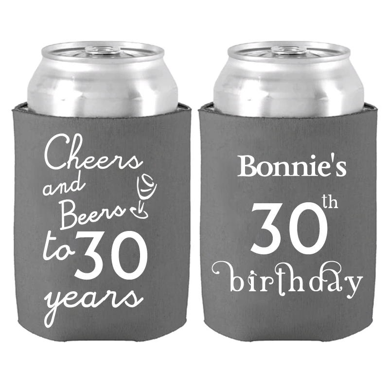 Cheers и Beers до 30 лет персонализированные имя День Рождения вечерние украшения оловянные охладители Неопреновая ткань держать охлаждение