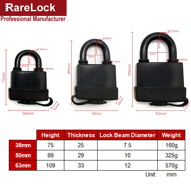 Rarelock MMS425 3 размера все клей водонепроницаемый пыленепроницаемый замок для наружный шкаф ворота деталь для дверцы DIY оборудование