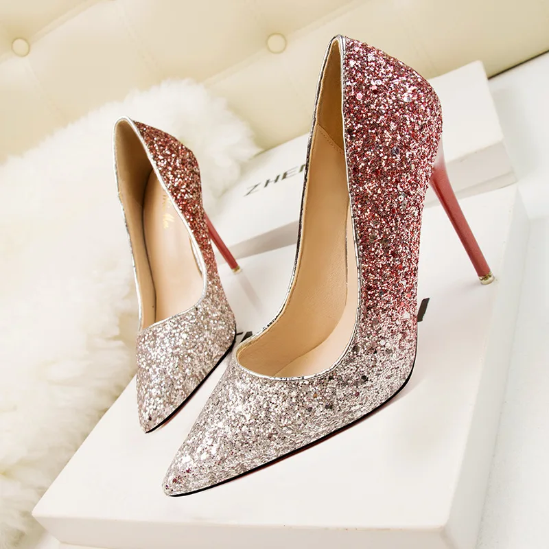 Ou Mo brand Sexy pointed toe High heels women sandals Stiletto heel Bright cloth Color matching Women shoes wedding Female shoes