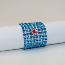 100 шт \ ЛОТ ручной работы на заказ голубое кольцо для салфеток для дома отеля банкета Украшение для ужина пластиковое украшение из страз кольца для салфеток