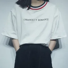 Tshirt Women's Round Neck Letter Tee Shirt Femme Print Short Sleeve Loose T-Shirt Camisetas Verano Mujer 2019 letter print round neck tee