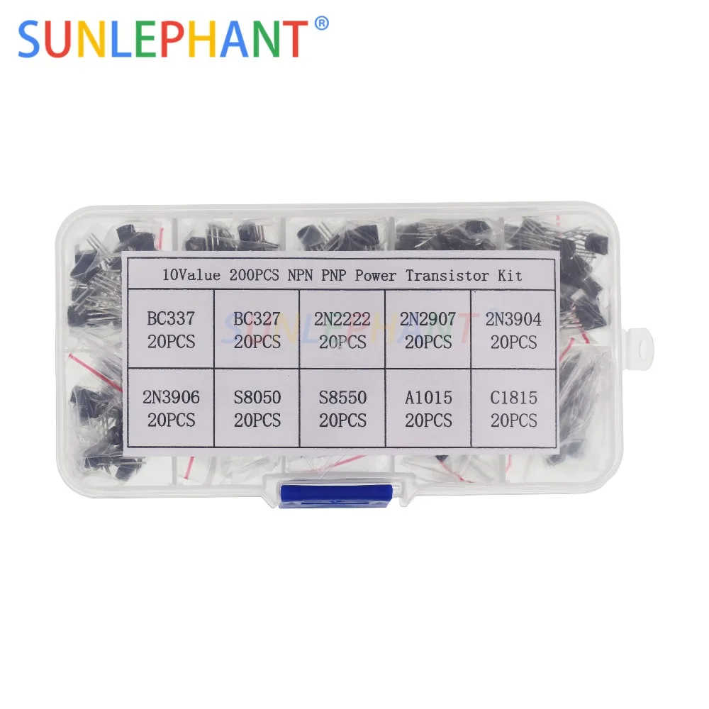 BC327 BC337 2N2222 2N2907 2N3904 2N3906 S8050 S8550 A1015 C1815 Triode Transistor Assortment Kit 10value 200PCS,Transistors Box